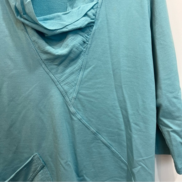 CMC Color Me Cotton Women’s Sweatshirt Size Small Teal Blue Cowl Neck Laganlook - Picture 8 of 9